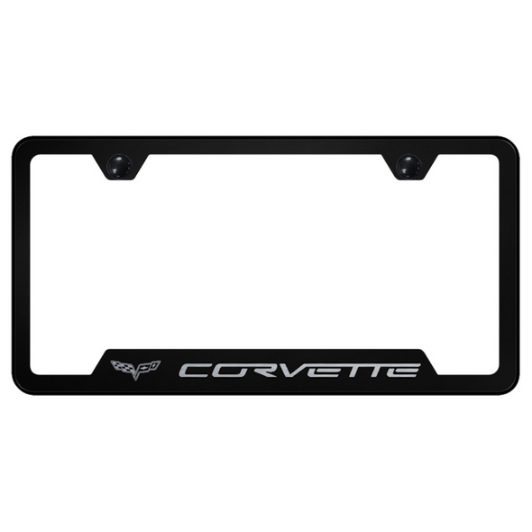 C6 Corvette Notched License Plate Frame - Black