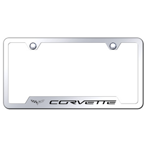 C6 Corvette Notched License Plate Frame - Chrome