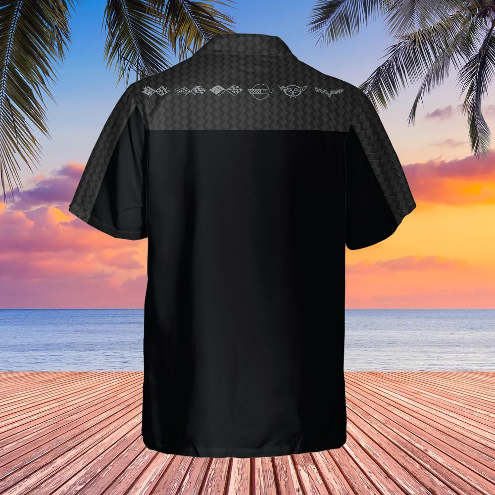 Chevrolet Corvette Hawaiian Shirt Black Carbon