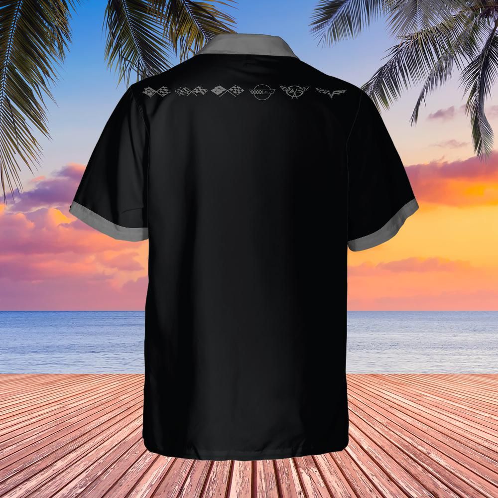 Chevrolet Corvette Hawaiian Shirt Black and Grey Carbon