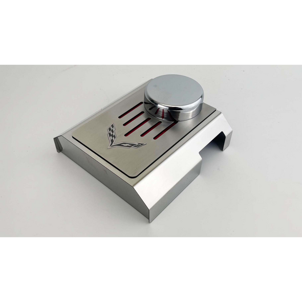 C7 Corvette Master Cylinder Cover - Stainless Steel with Corvette Logo (Manual Transmission)