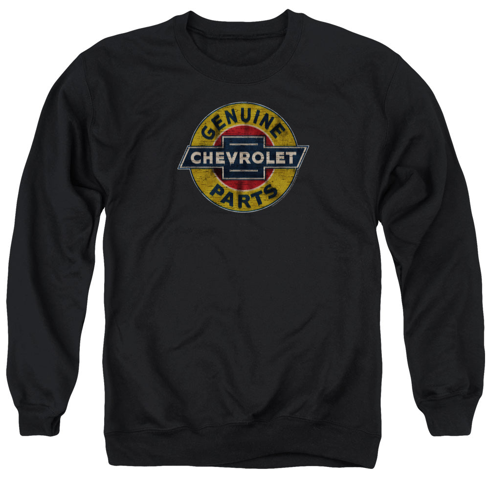 Chevrolet Genuine Chevy Parts Distressed Sign-Adult Crewneck Sweatshirt-Black