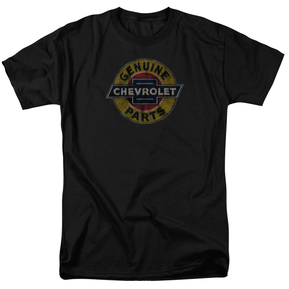 Chevrolet Genuine Chevy Parts Distressed Sign-Adult Regular Fit Short Sleeve-Black