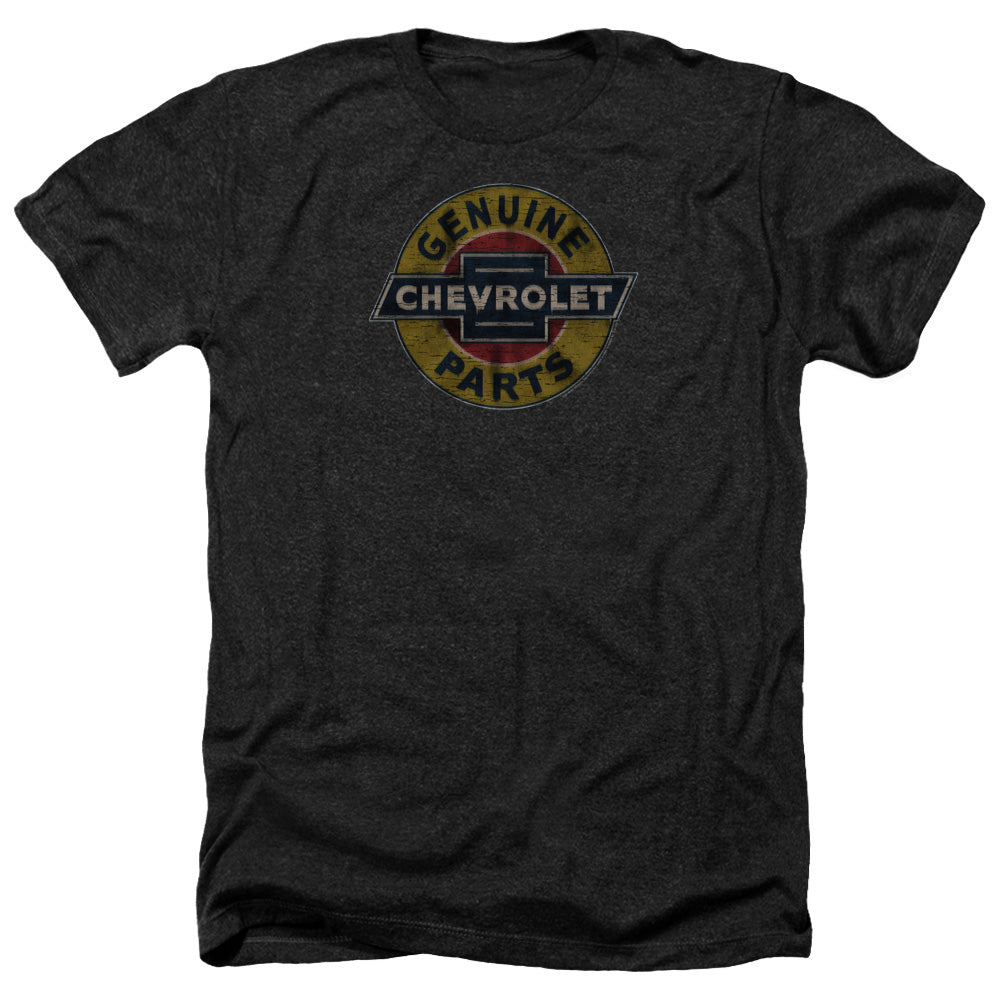 Chevrolet Genuine Chevy Parts Distressed Sign-Adult Regular Fit Heather Short Sleeve-Charcoal
