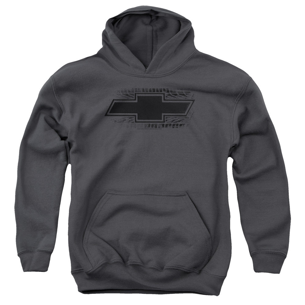 Chevrolet Bowtie Burnout-Youth Hooded Sweatshirt-Charcoal