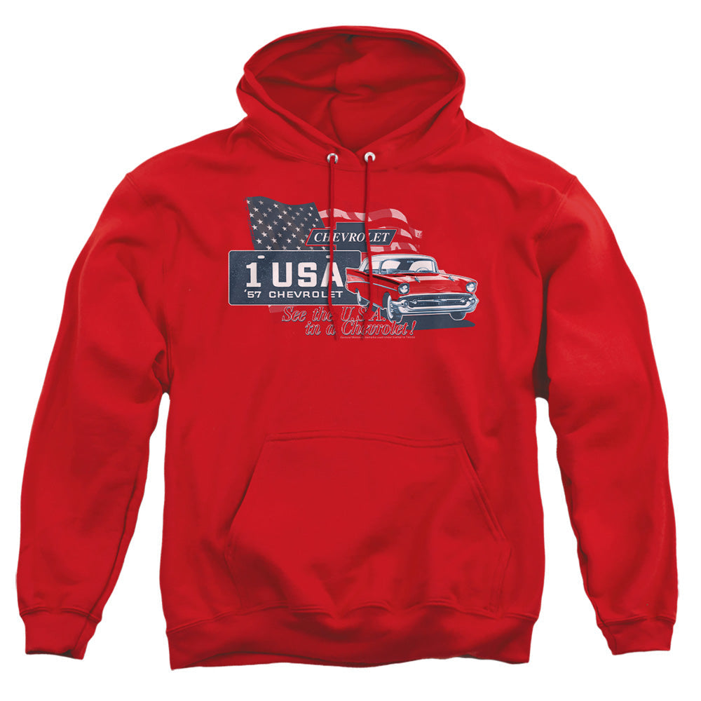 Chevrolet See The USA-Adult Pullover Hoodie-Red