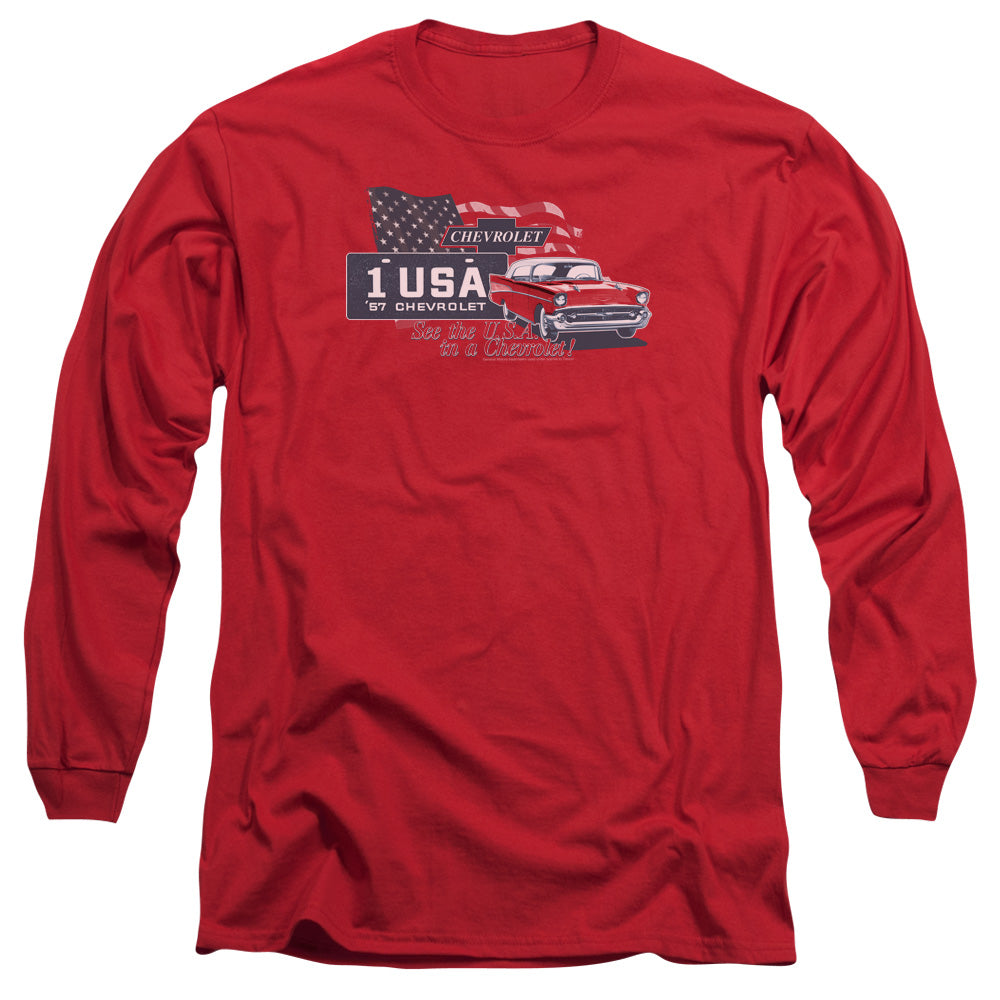 Chevrolet See The USA-Adult Long Sleeve-Red