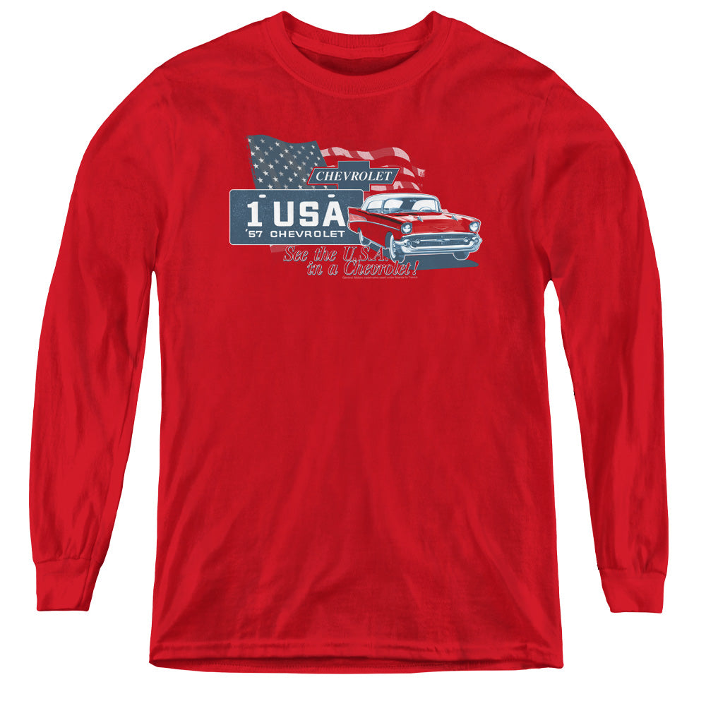 Chevrolet See The USA - Long Sleeve Youth-Red