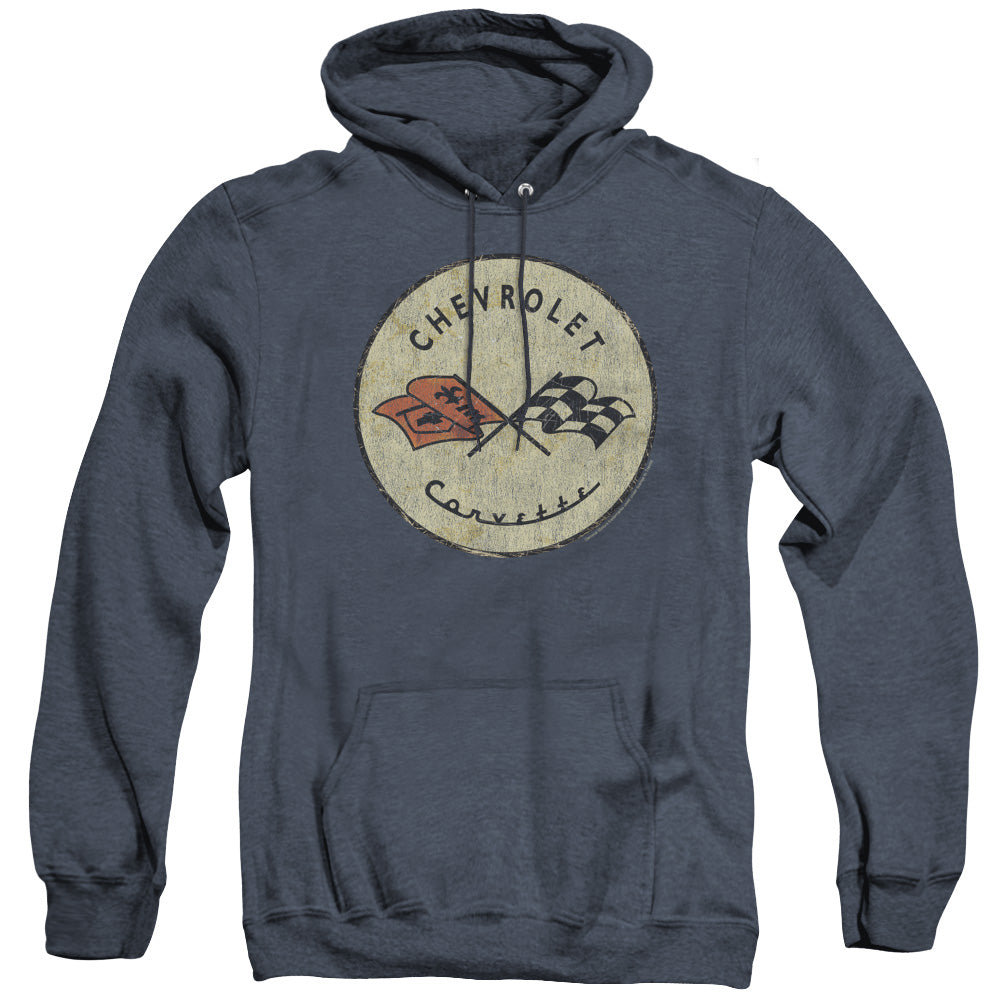 Chevrolet C1 Corvette Old Vette-Adult Heather Hoodie-Navy