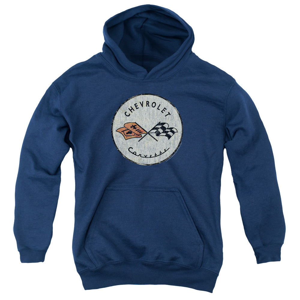 Chevrolet C1 Corvette Old Vette-Youth Hooded Sweatshirt-Navy