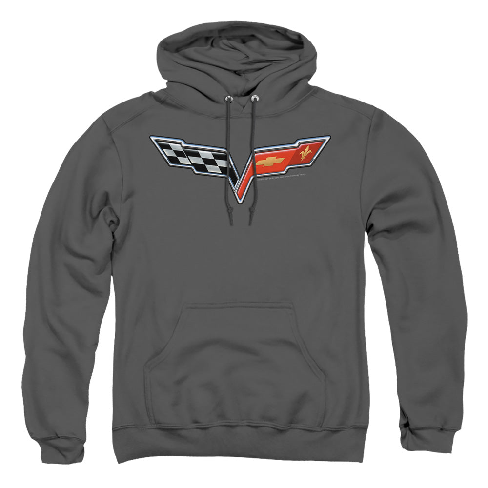 Chevrolet C6 Corvette Medallion - Adult Pullover Hoodie - Charcoal