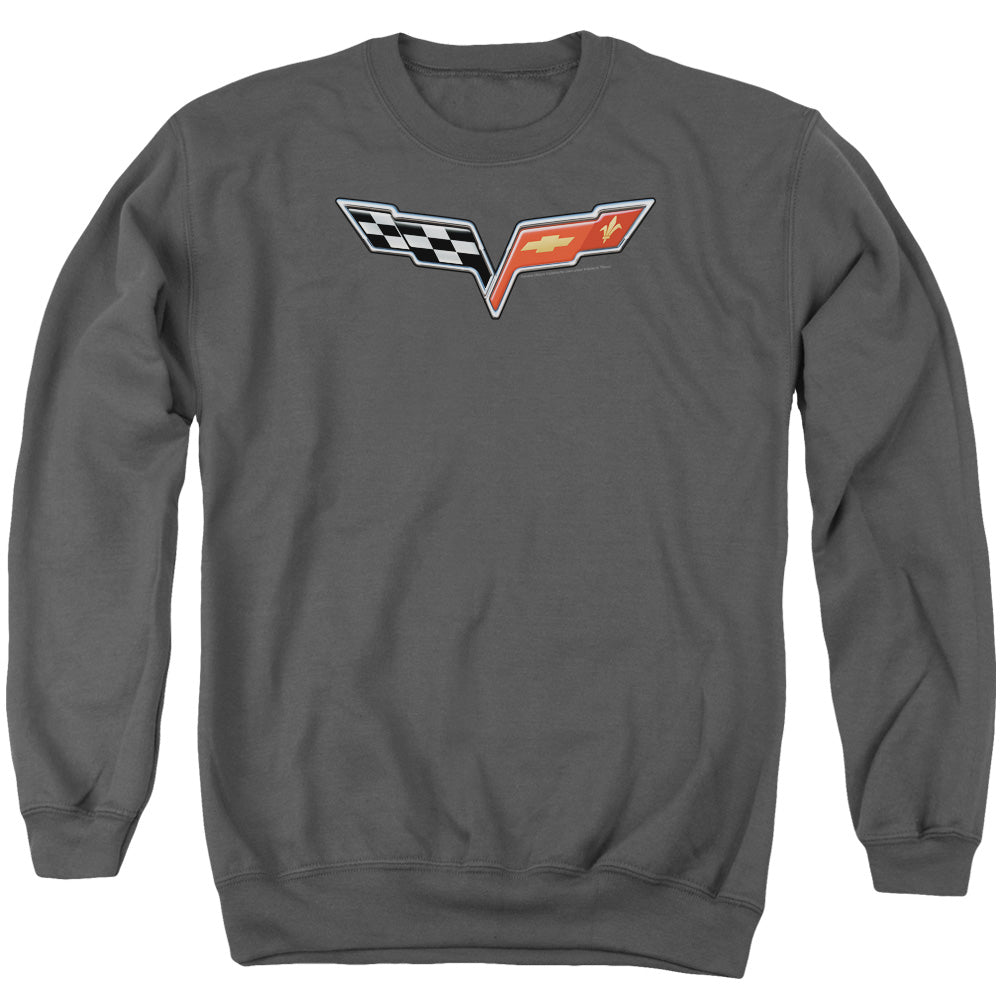 Chevrolet C6 Corvette Medallion - Adult Crewneck Sweatshirt - Charcoal