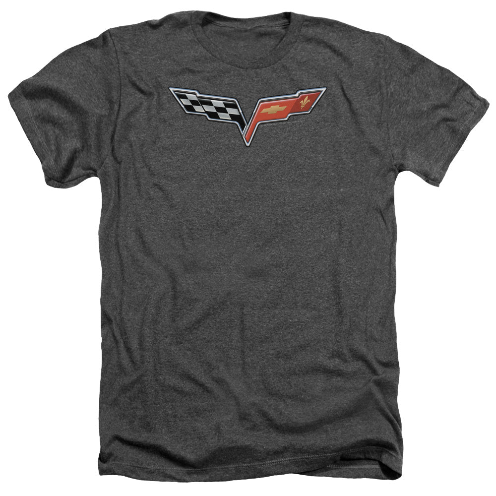 Chevrolet C6 Corvette Medallion - Adult Heather Short Sleeve - Charcoal