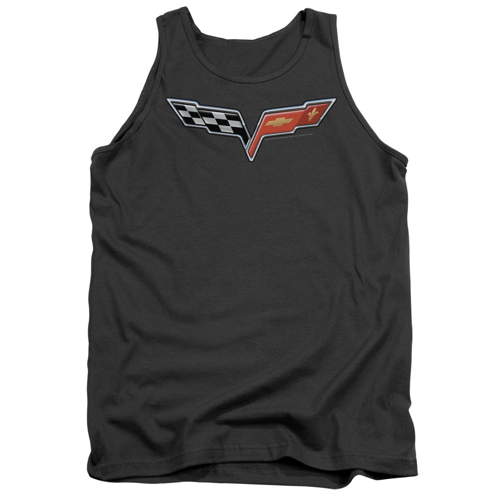 Chevrolet C6 Corvette Medallion - Adult Tank Top - Charcoal