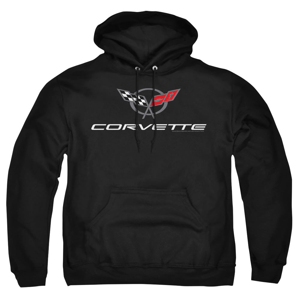Chevrolet C5 Corvette Modern Emblem-Adult Pullover Hoodie-Black