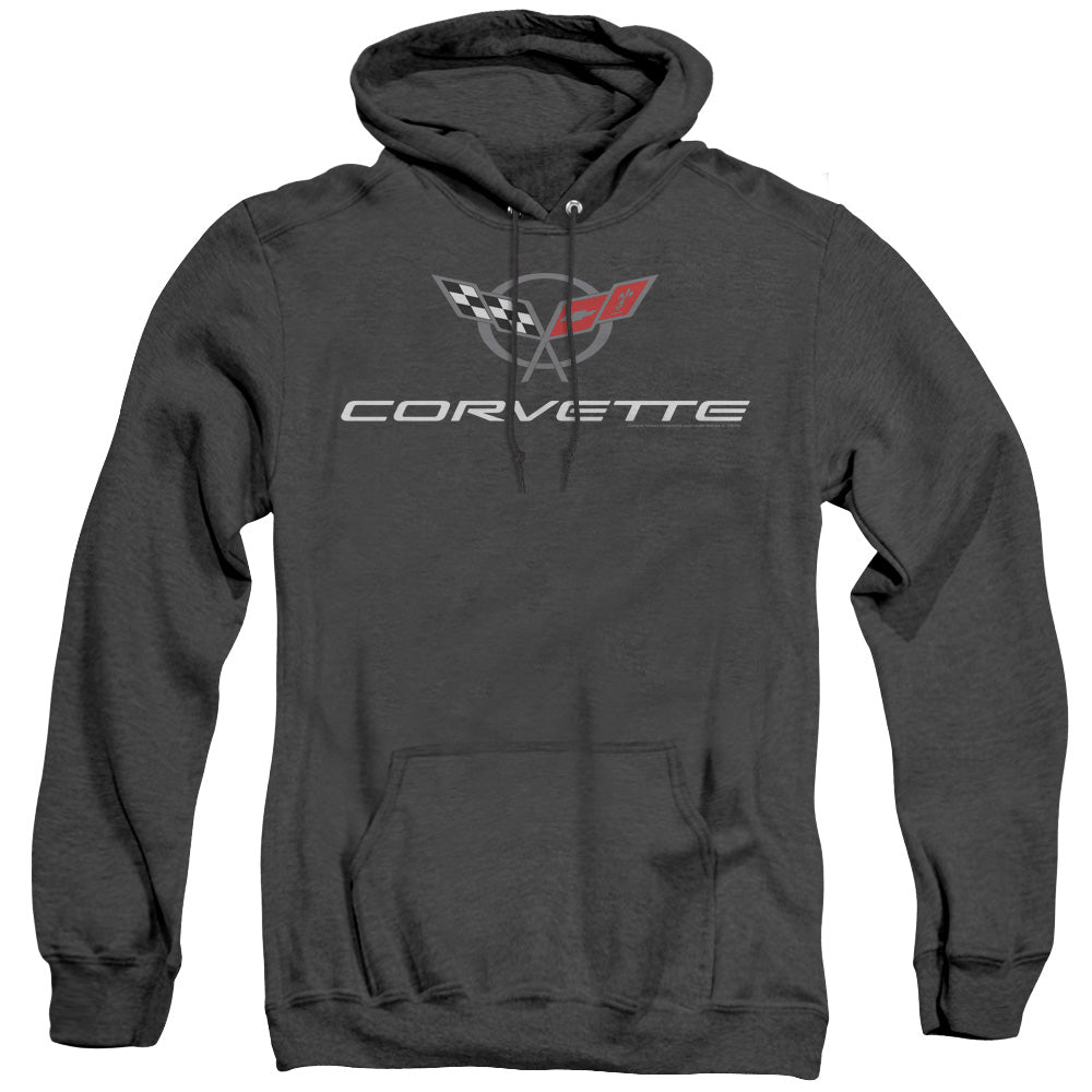 Chevrolet C5 Corvette Modern Emblem-Adult Heather Hoodie-Black