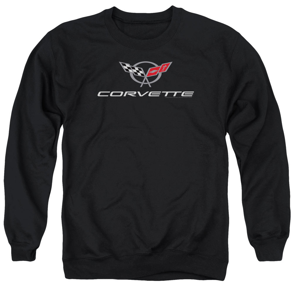 Chevrolet C5 Corvette Modern Emblem-Adult Crewneck Sweatshirt-Black