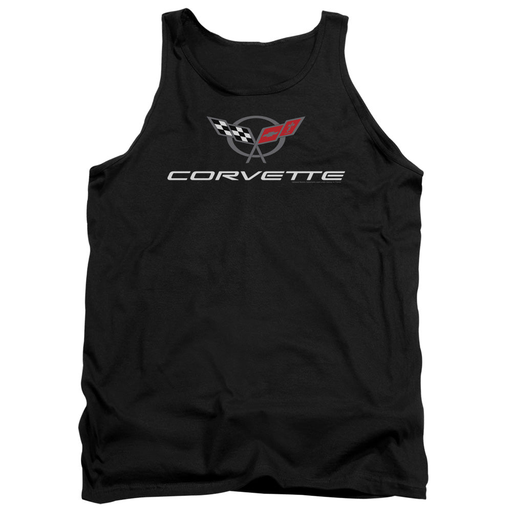 Chevrolet C5 Corvette Modern Emblem-Adult Tank Top-Black