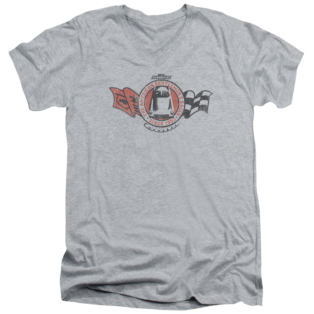 Chevrolet Gentlemens Racer-Adult Slim Fit V Neck Cotton-Athletic Heather