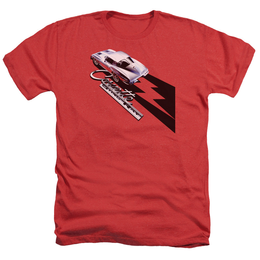 Chevrolet C2 Corvette Split Window Sting Ray - Adult Regular Fit Heather Short Sleeve - Red