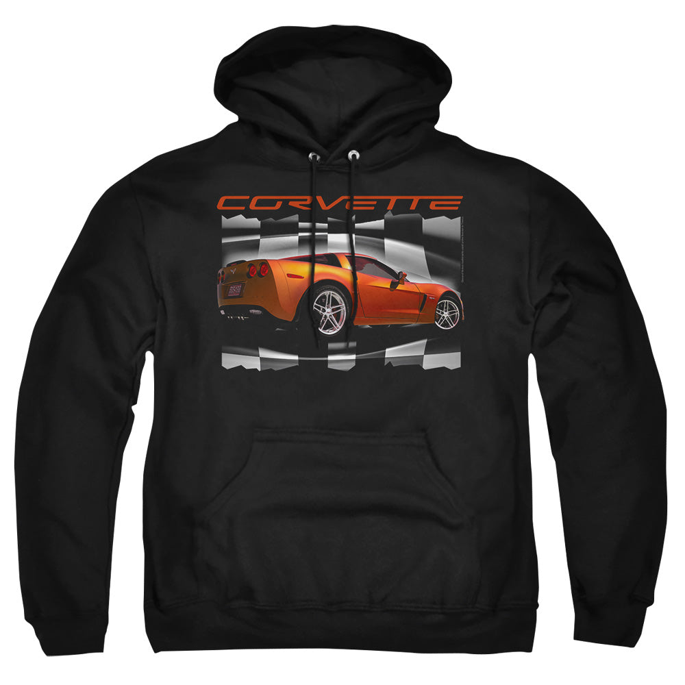 Chevrolet C6 Corvette Z06 Orange Adult Pullover Hoodie-Black