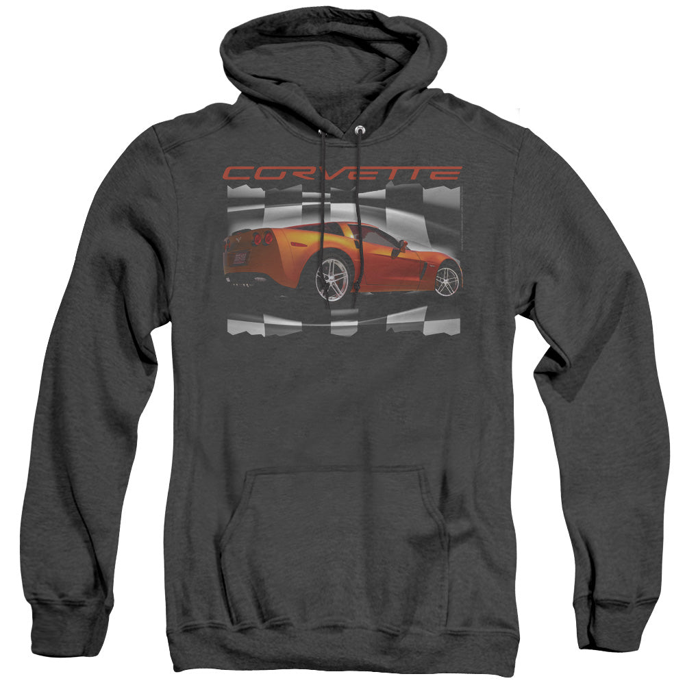 Chevrolet C6 Corvette Z06 Orange Adult Heather Hoodie-Black