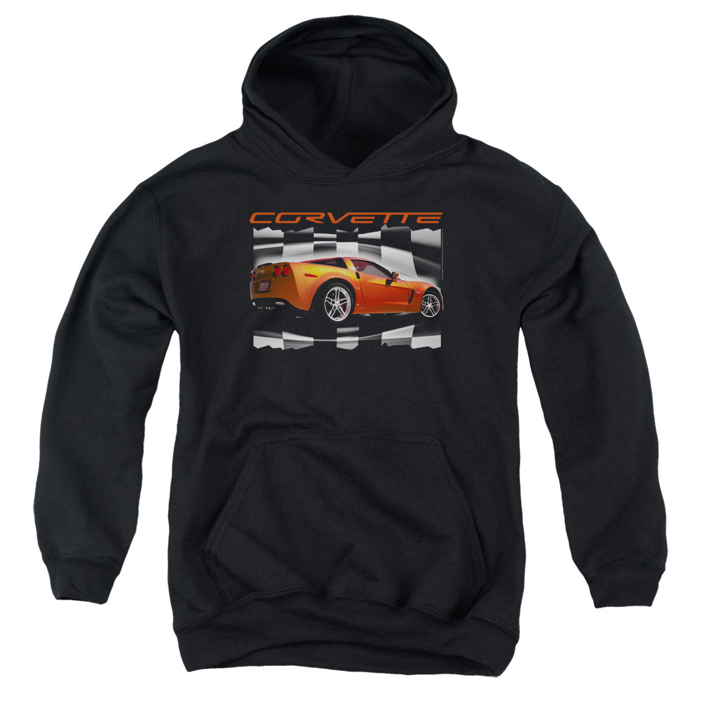 Chevrolet C6 Corvette Z06 Orange-Youth Hooded Sweatshirt-Black