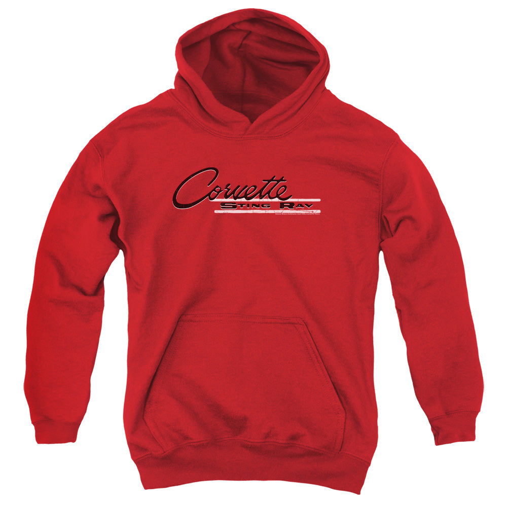 Chevrolet C2 Corvette Retro Stingray-Youth Hooded Sweatshirt-Red