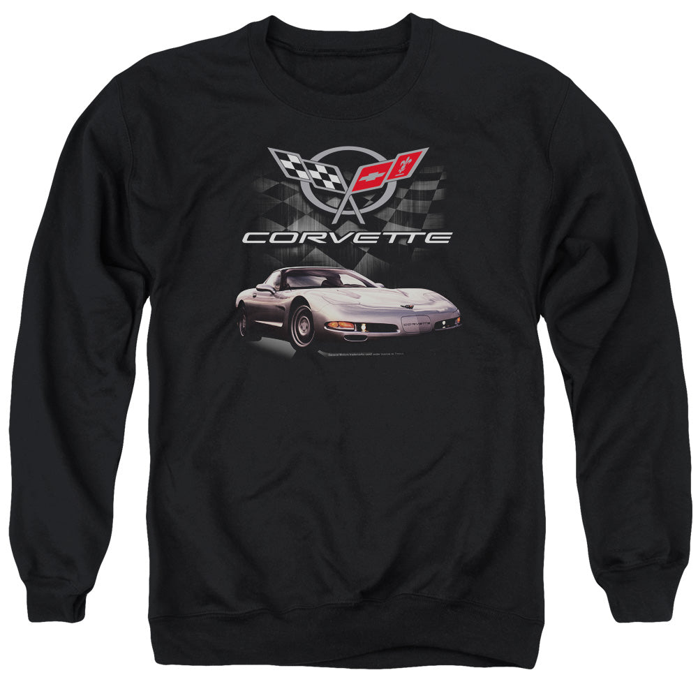 Chevrolet C5 Corvette Checkered Past-Adult Crewneck Sweatshirt-Black