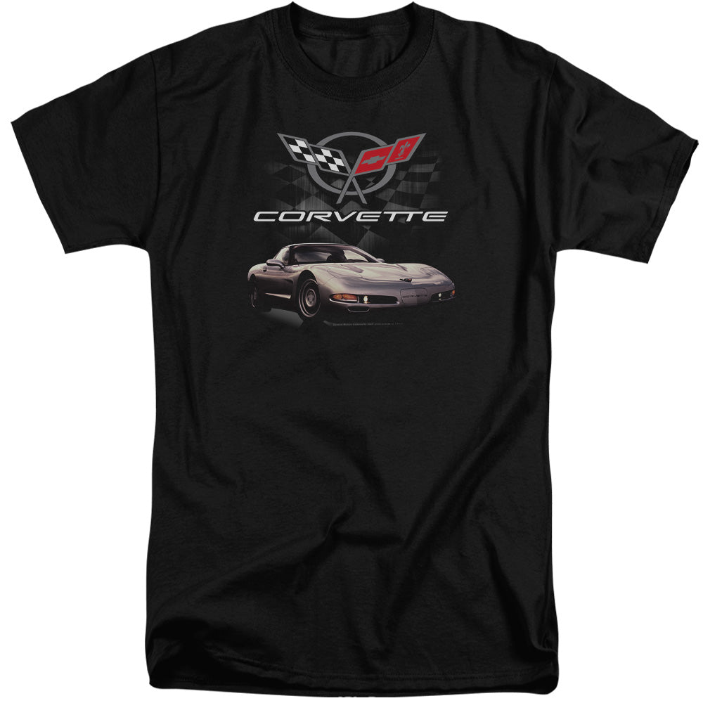 Chevrolet C5 Corvette CHECKERED PAST-ADULT TALL FIT SHORT SLEEVE-BLACK