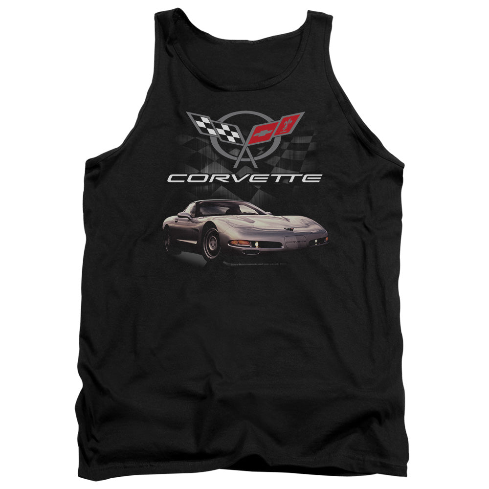 Chevrolet C5 Corvette Checkered Past-Adult Tank Top-Black