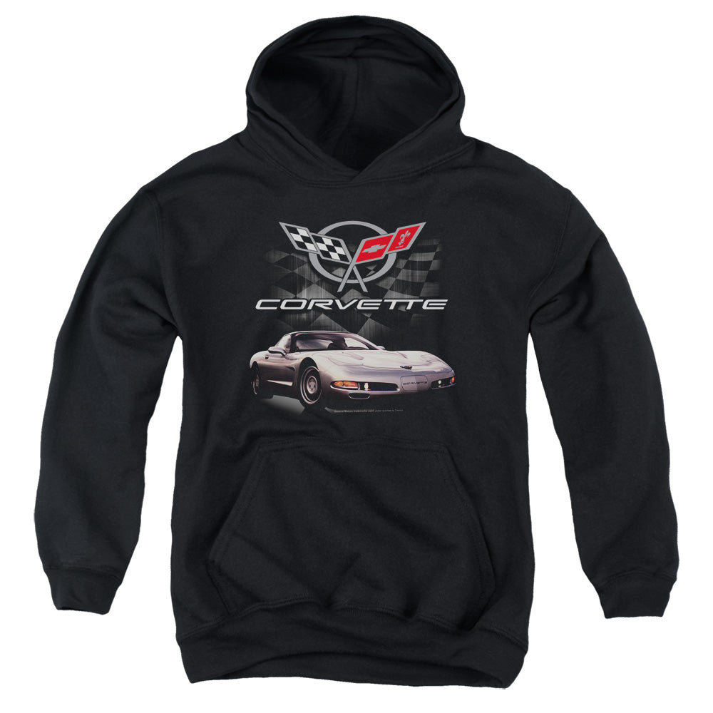 Chevrolet C5 Corvette Checkered Past-Youth Hooded Sweatshirt-Black