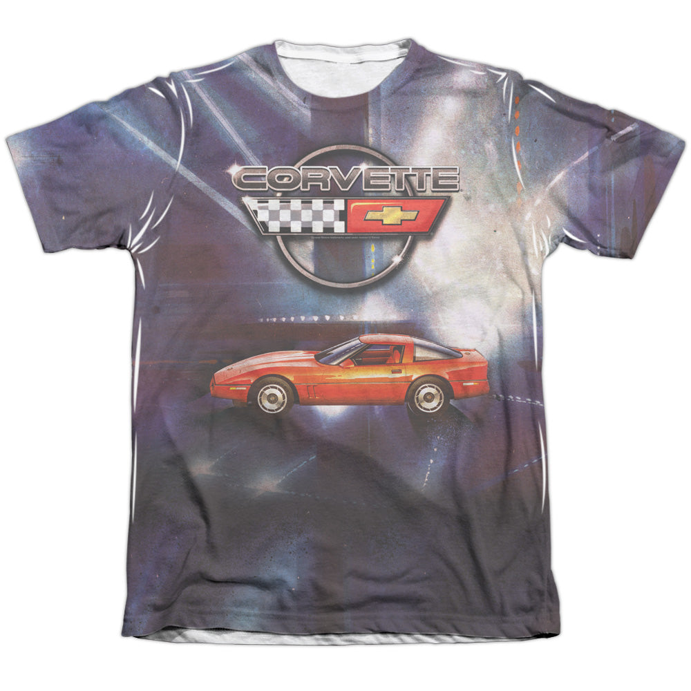 Chevrolet C4 Corvette Lines Of Light-Adult Regular Fit Short Sleeve 65/35 Poly/Cotton-White