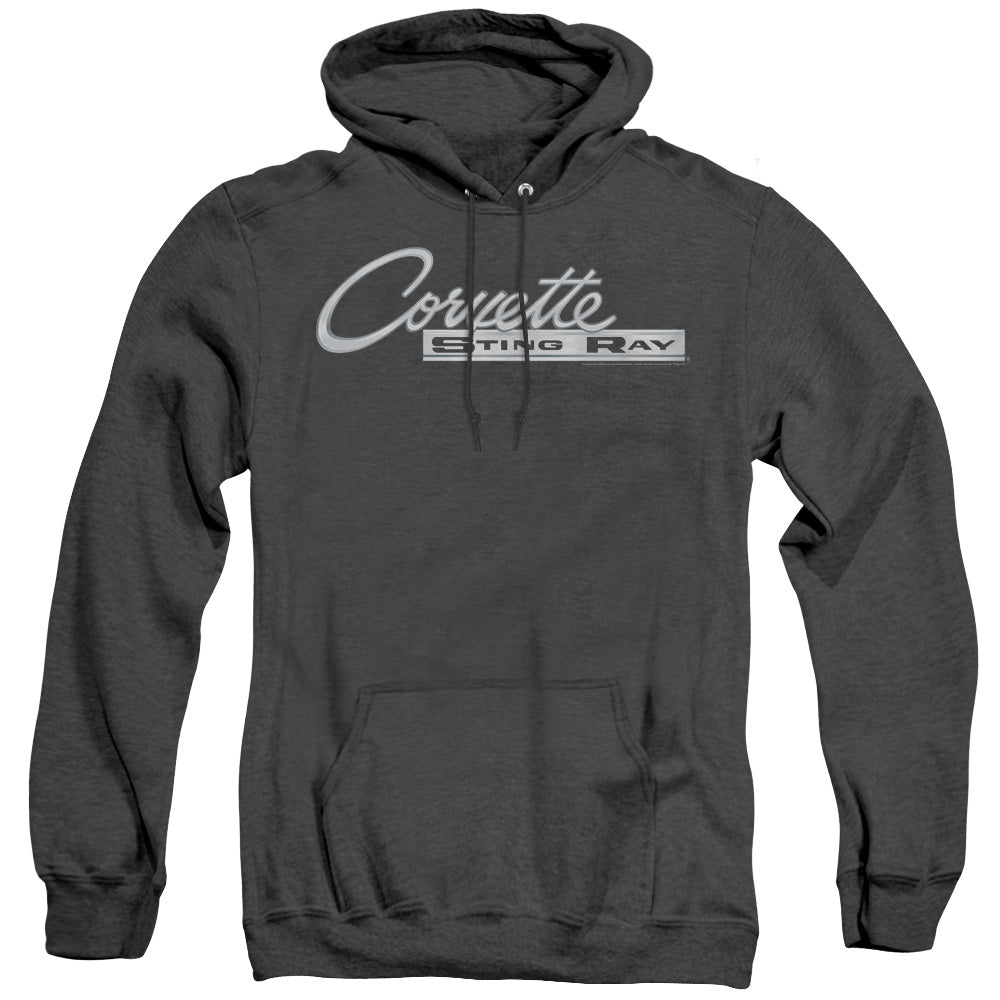 Chevrolet C2 Corvette Stingray Logo-Adult Heather Hoodie-Black