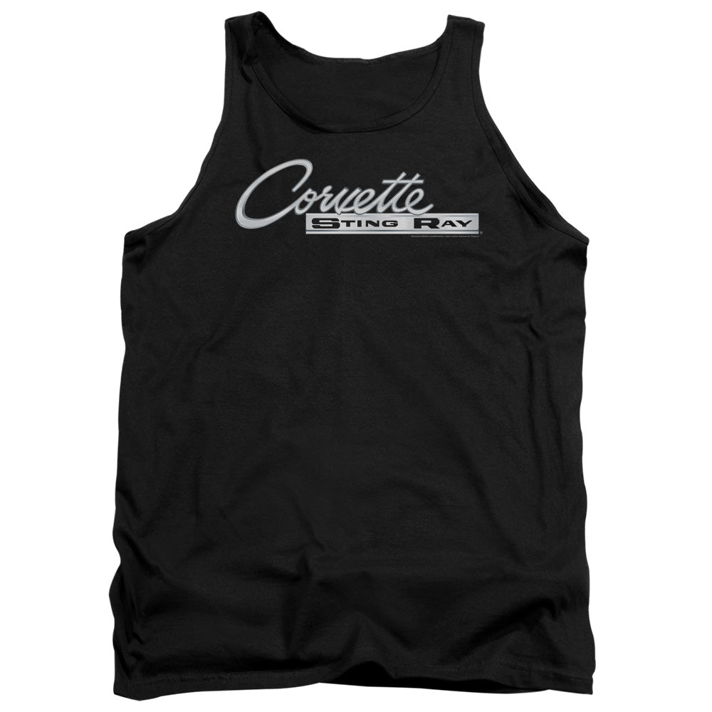 Chevrolet C2 Corvette Stingray Logo-Adult Tank Top-Black