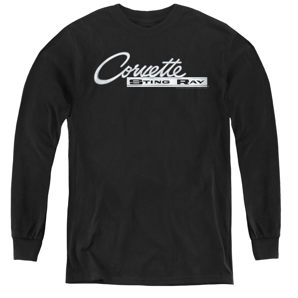 Chevrolet C2 Corvette Stingray Logo-Long Sleeve Youth-Black