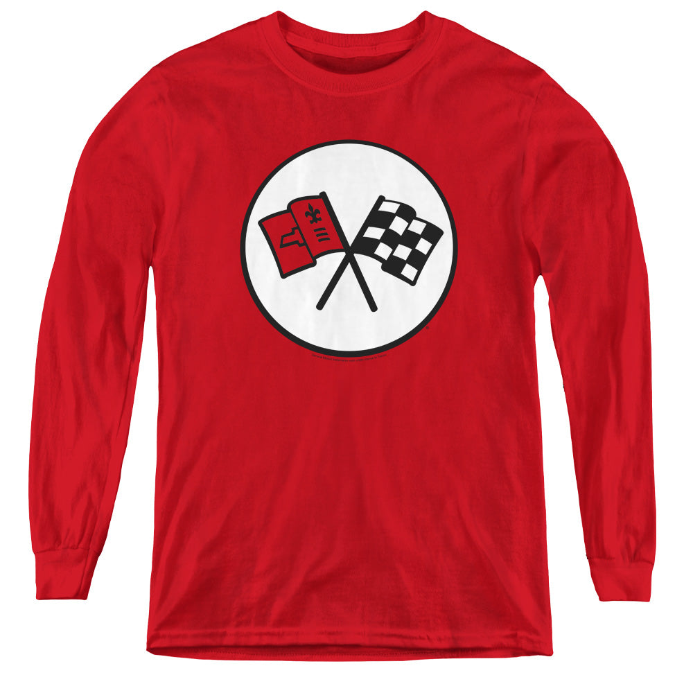 C2 Corvette Logo-L/S Youth-Red