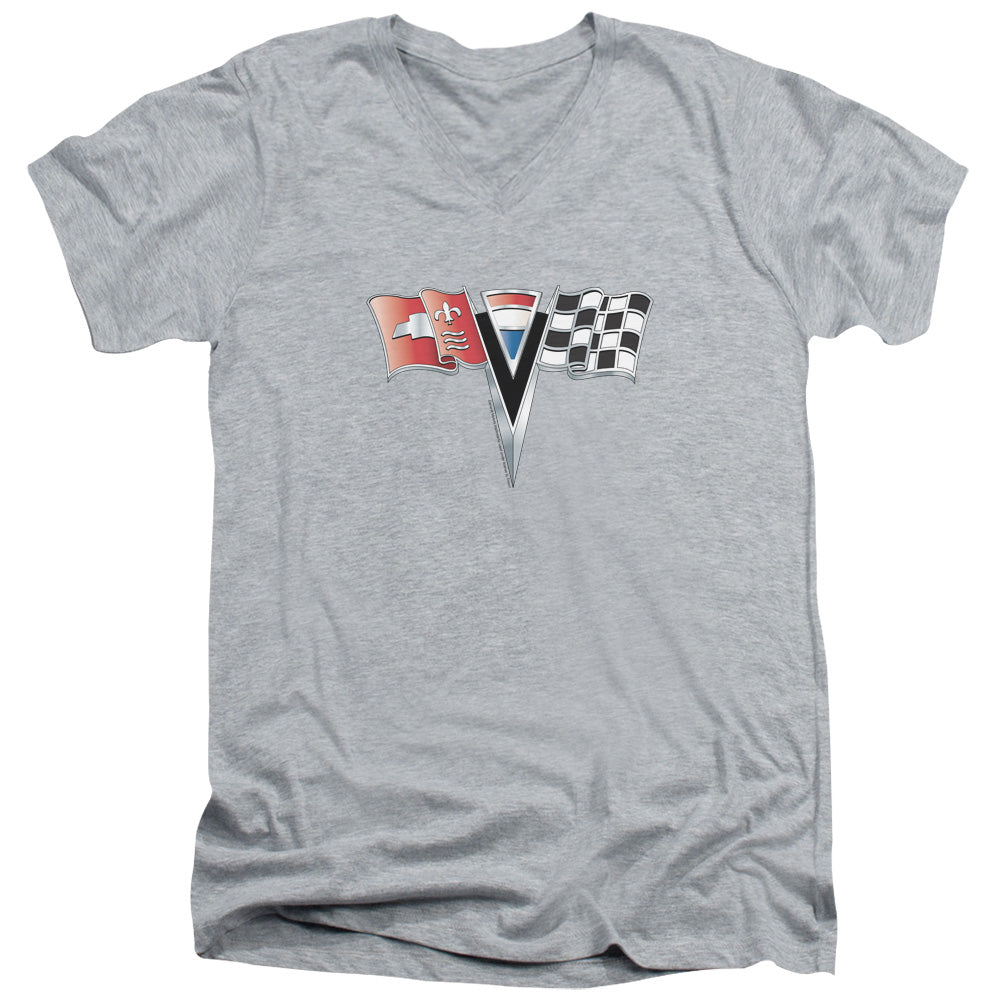 C2 Corvette Nose Emblem-Adult Slim Fit V Neck Cotton-Athletic Heather