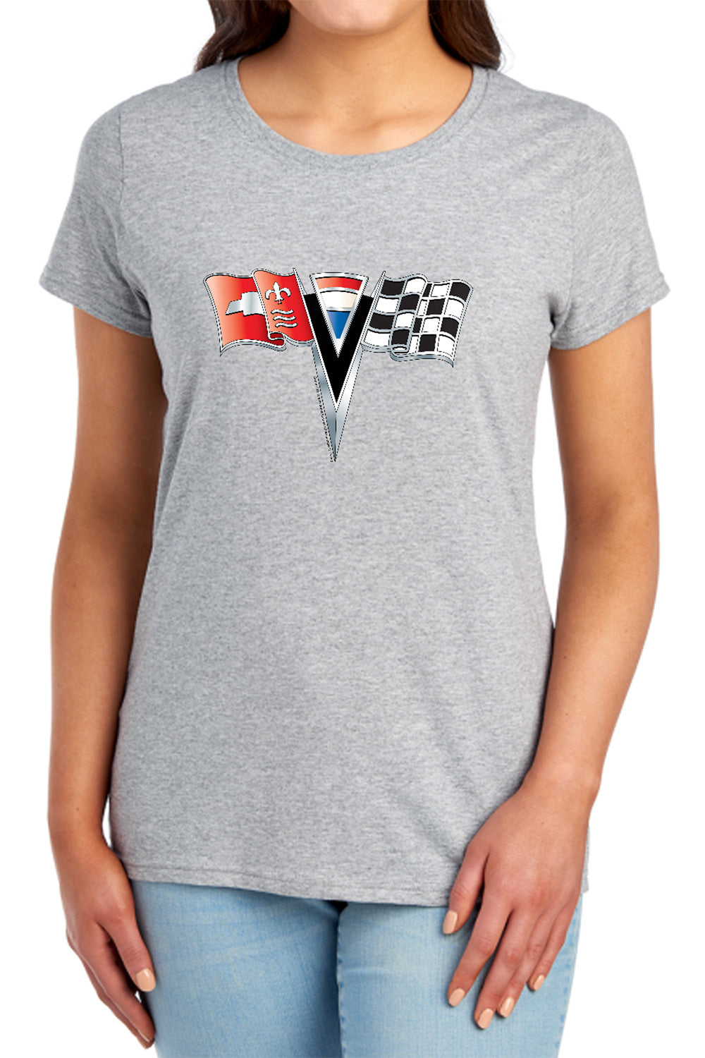 C2 Corvette Nose Emblem-Women's Short Sleeve-Athletic Heather