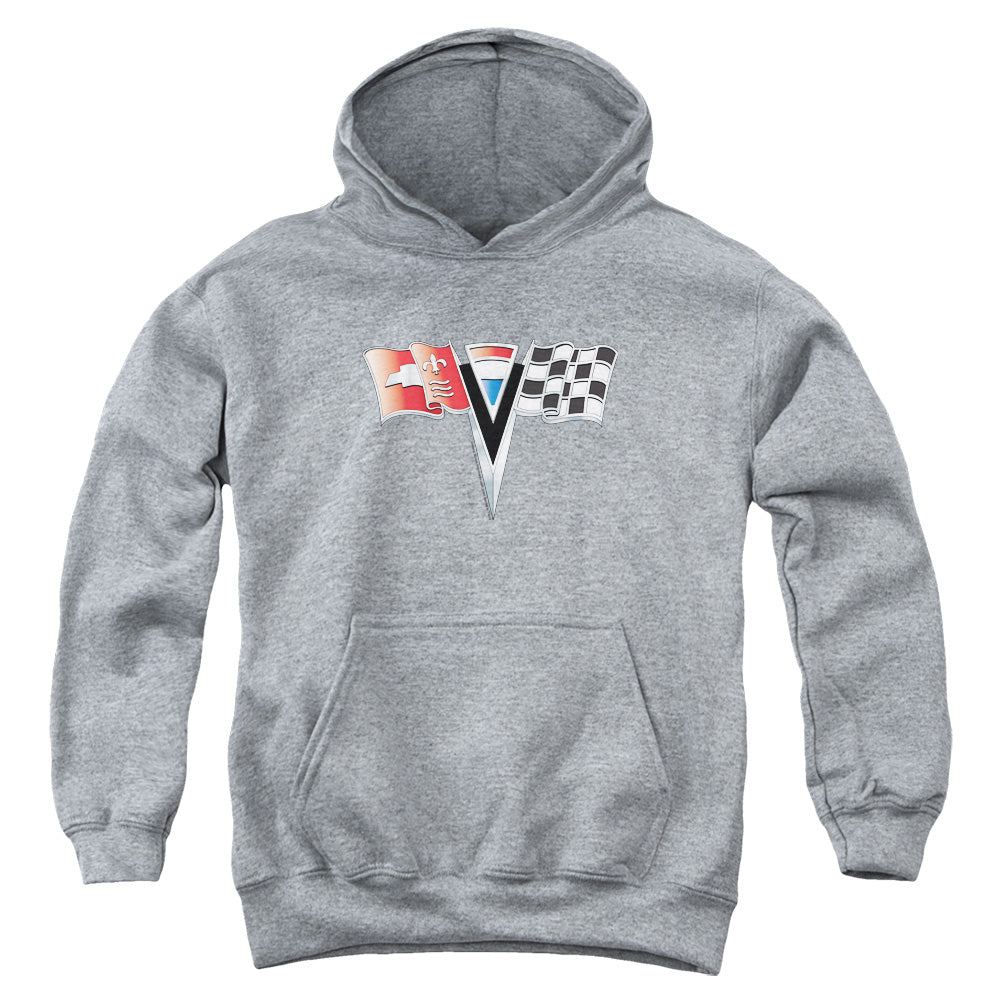 C2 Corvette Nose Emblem-Youth Hooded Sweatshirt-Athletic Heather