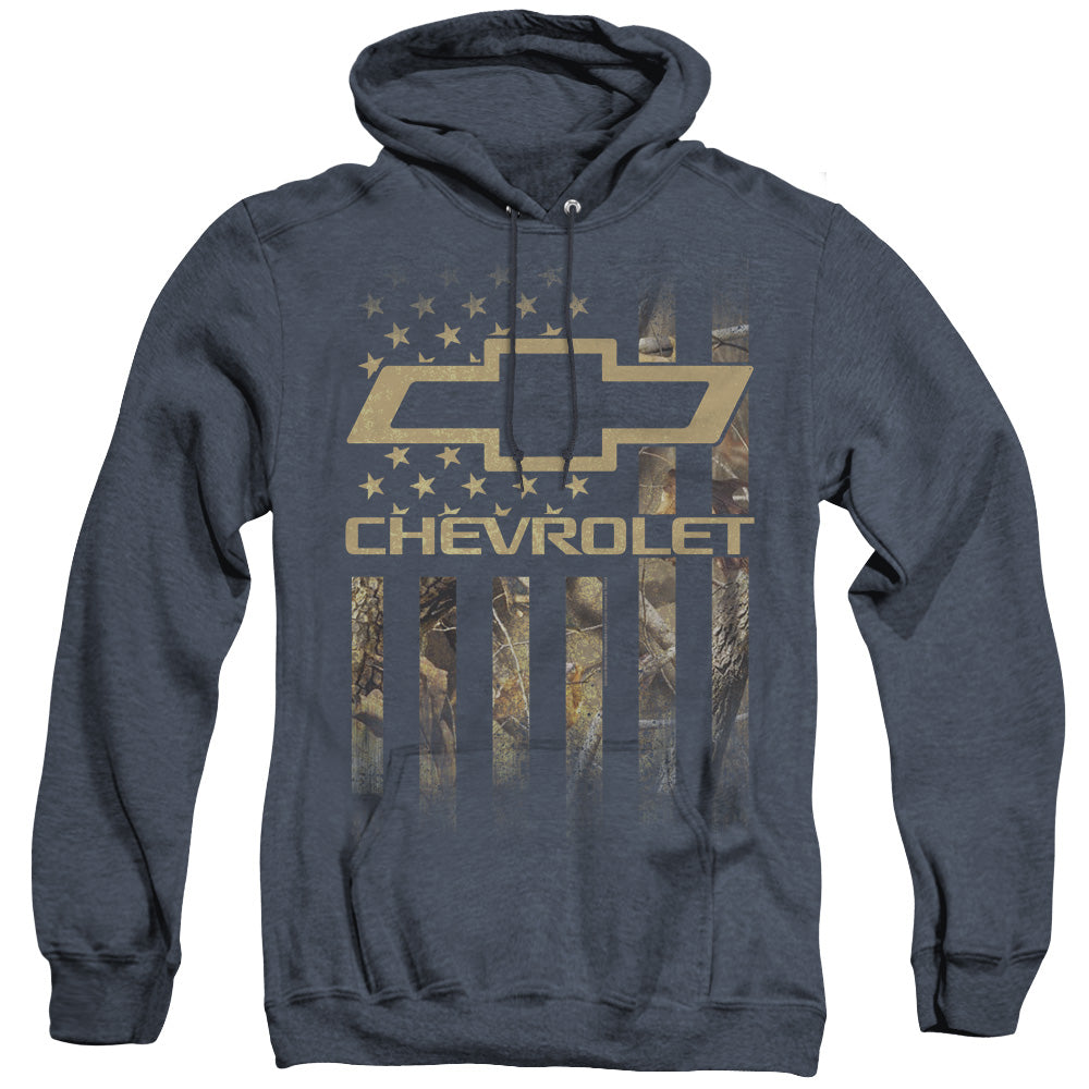 Chevrolet Camo Flag-Adult Heather Hoodie-Navy