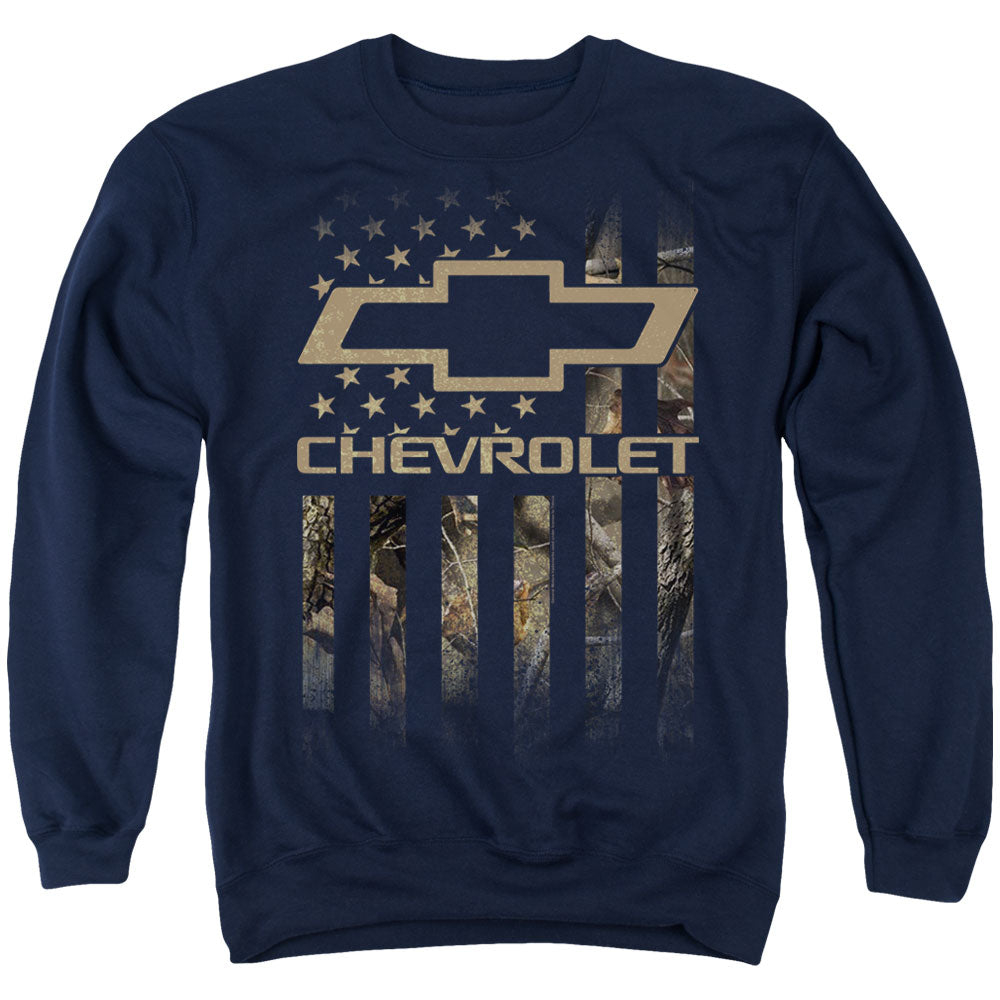 Chevrolet Camo Flag-Adult Crewneck Sweatshirt-Navy