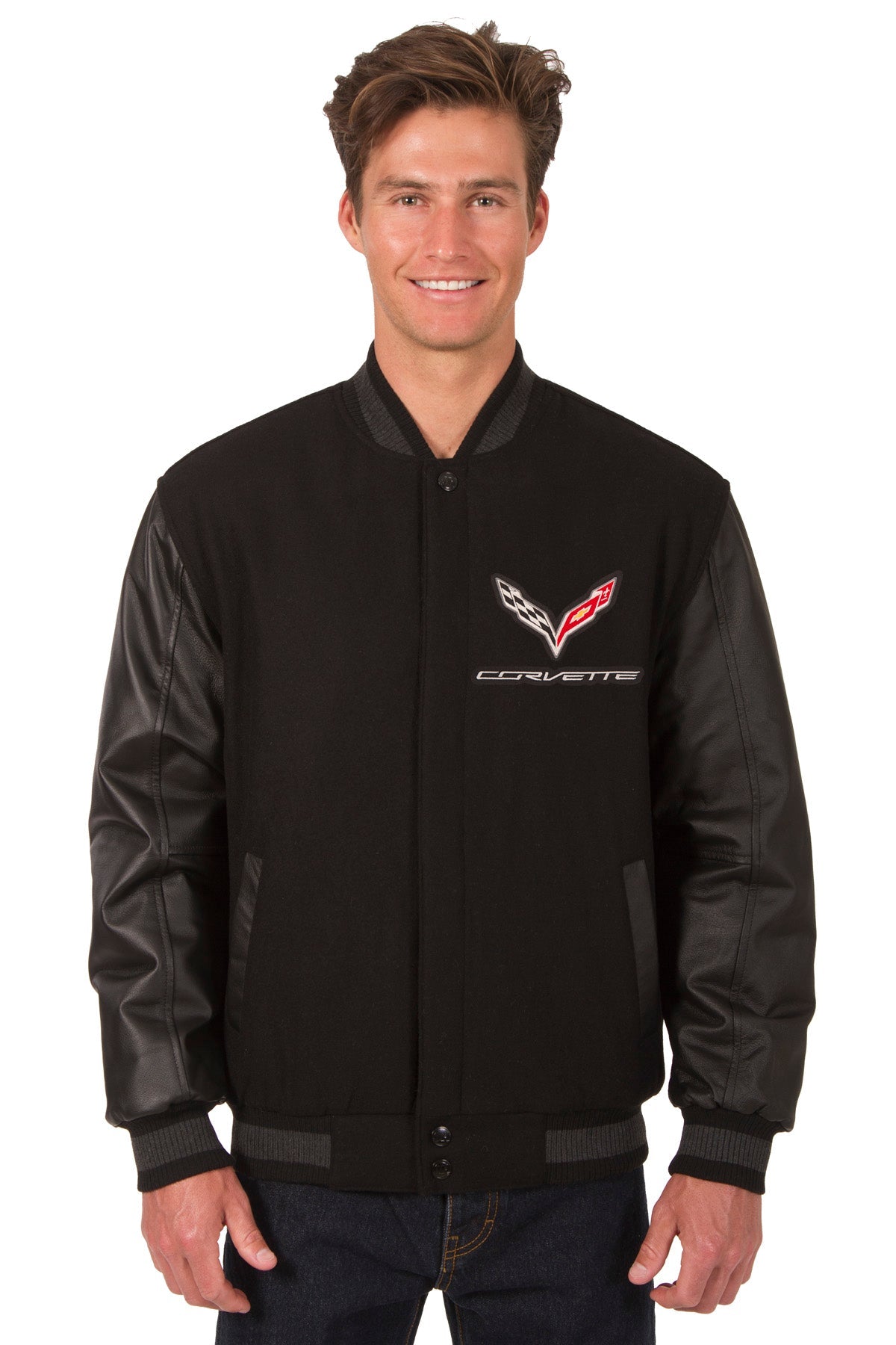 C7 Corvette Reversible Wool & Leather Jacket | Corvette Store Online