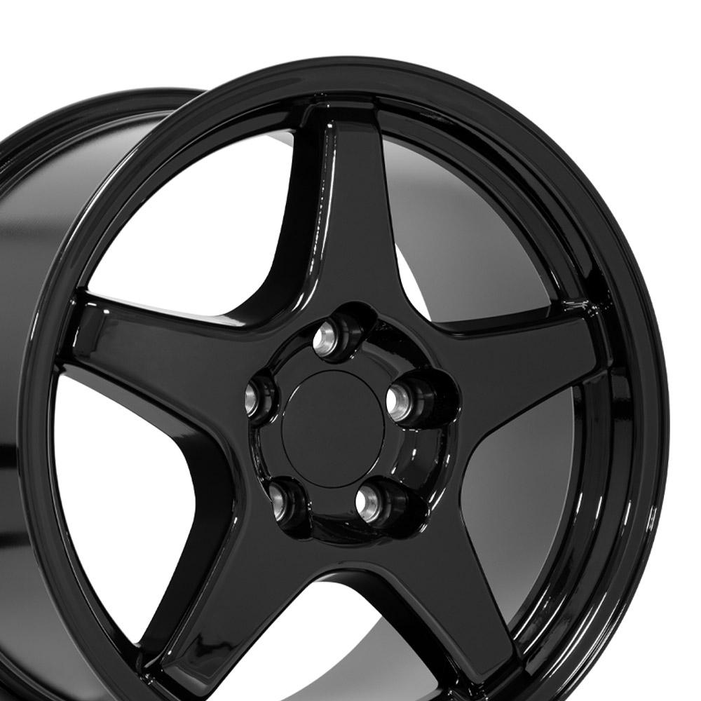 1988-1996 C4 Corvette ZR1 Style Replica Wheels 17x9.5 & 17x11 Gloss Black Staggered Set - CV01