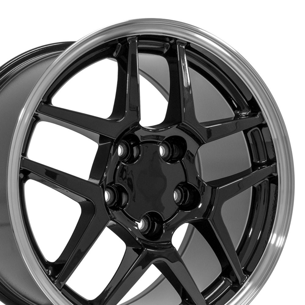 1988-2004 Corvette 17x9.5 & 18x10.5 Black Staggered Set C5 Z06 Style Replica Wheels - CV04