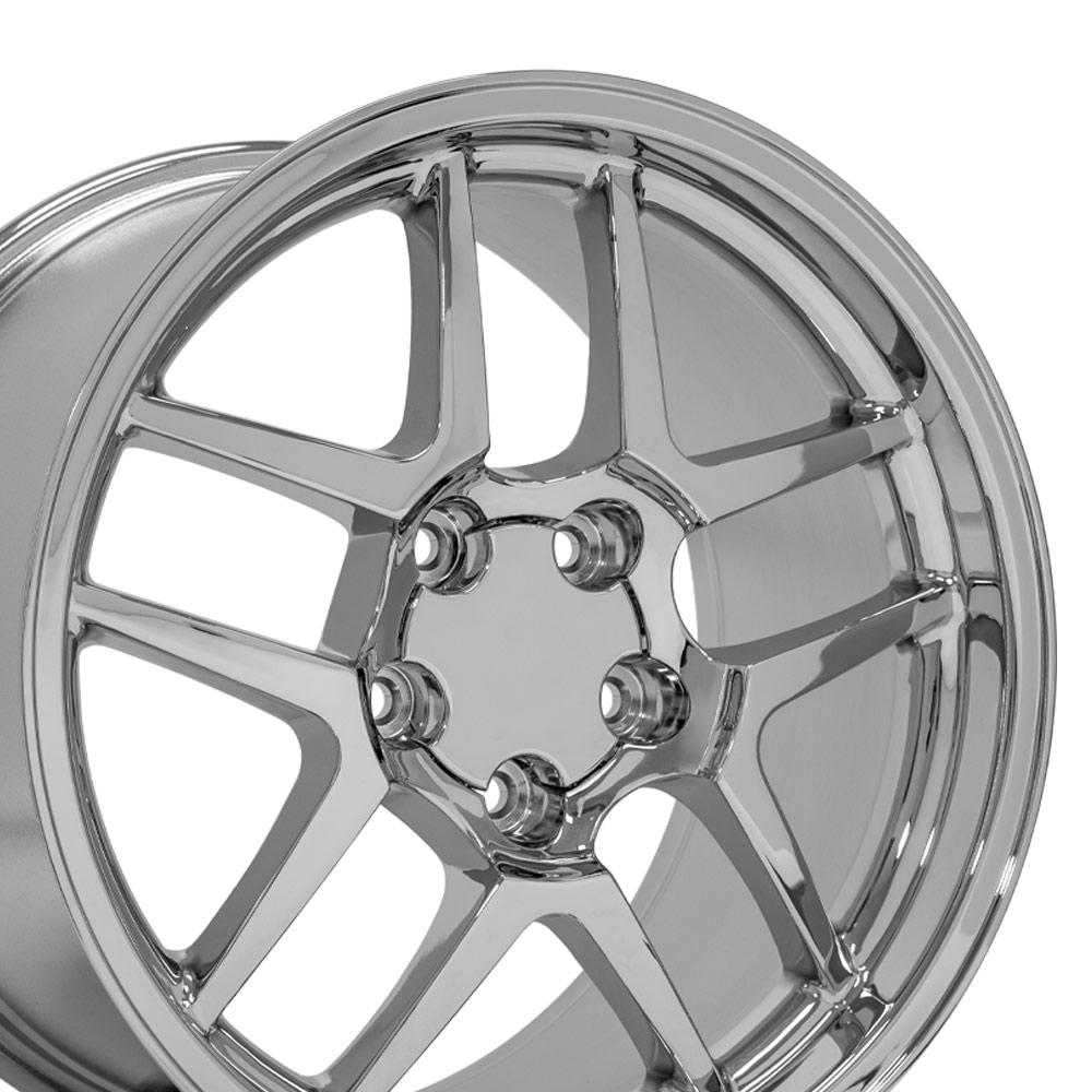 1988-2004 Corvette C5 Z06 Style Replica Wheel 17x9.5 & 18x10.5 Chrome Staggered Set - CV04