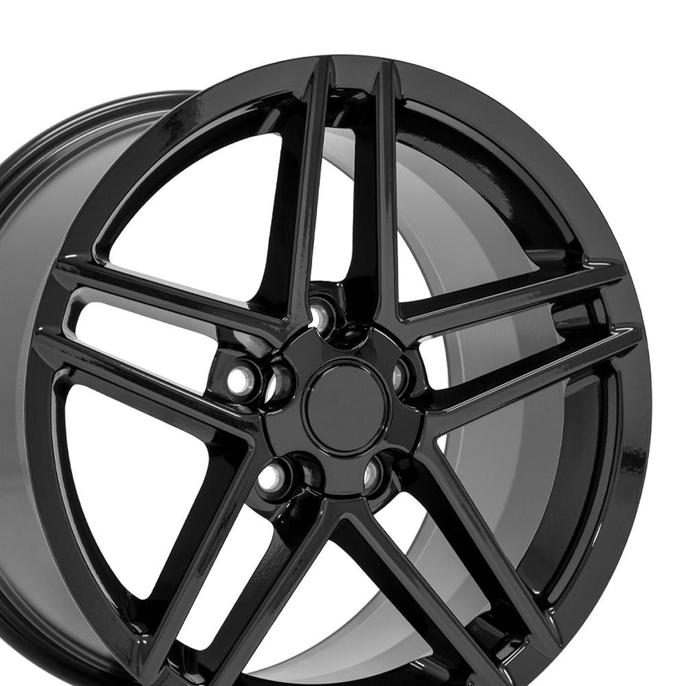 1988-2004 Corvette 17x9.5 & 18x10.5 Black C6 Z06 Style Replica Wheels Staggered Set- CV07