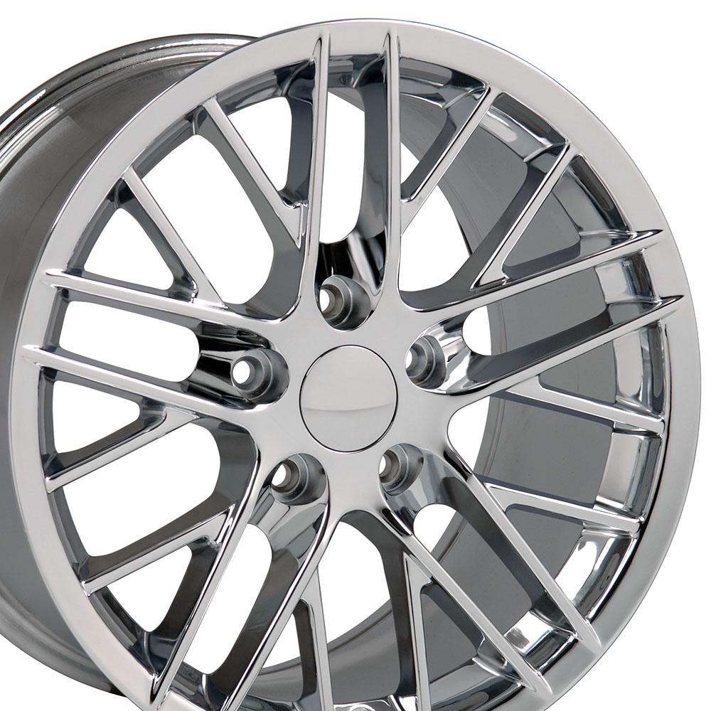 C5 1997-2004 Corvette C6 ZR1 Replica Wheels 17x9.5 & 18x10.5 Chrome Staggered Set - CV08