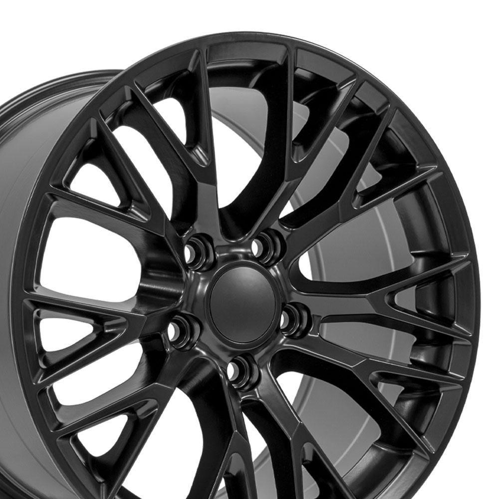 C6 2005-2013 Corvette C7 Z06 Replica Wheels 18x8.5 & 19x10 Black Staggered Set - CV22