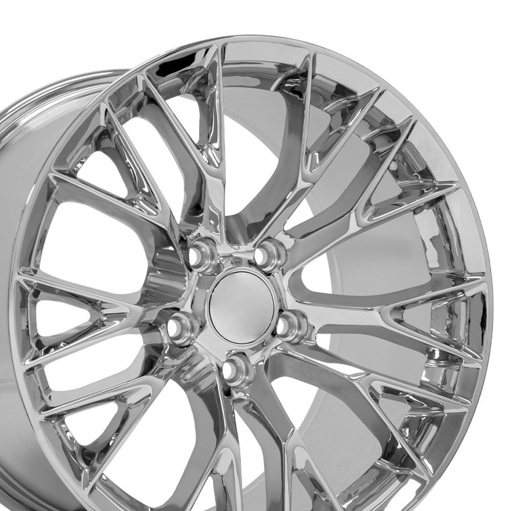 C6 2005-2013 Corvette C7 Z06 Replica Wheels 19x8.5 & 20x10 Chrome Staggered Set - CV22